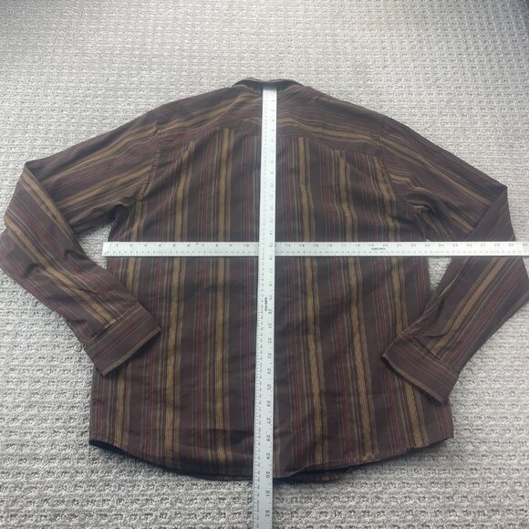 PRANA Button Up Shit Long Sleeve Men Large L Brown Stripe Casual - Picture 5 of 7